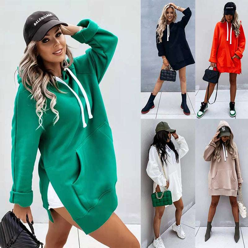 Fashion Casual Split Mid-length Sweater Tops