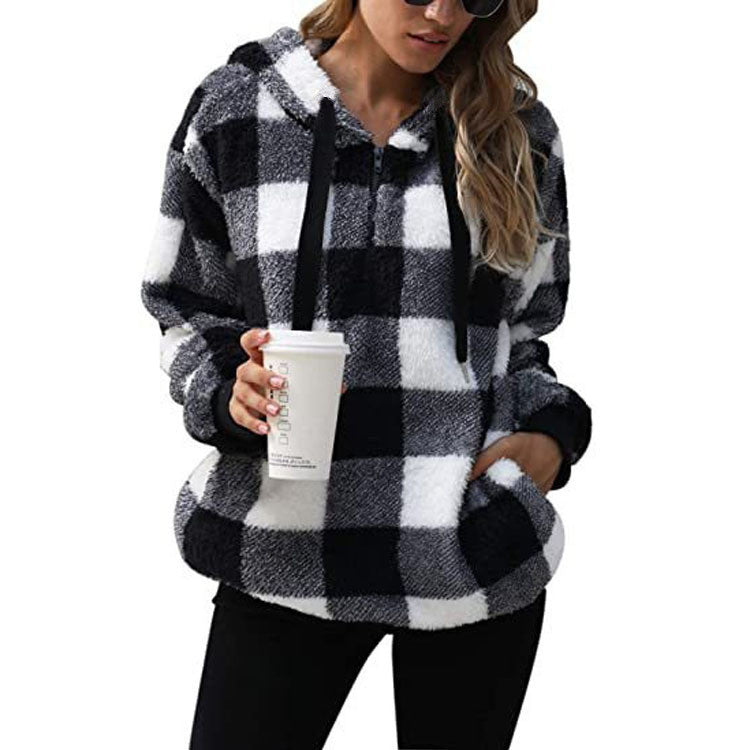 Plaid Hooded Sweatshirt