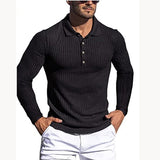 High Stretch Striped Long Sleeve POLO Shirt