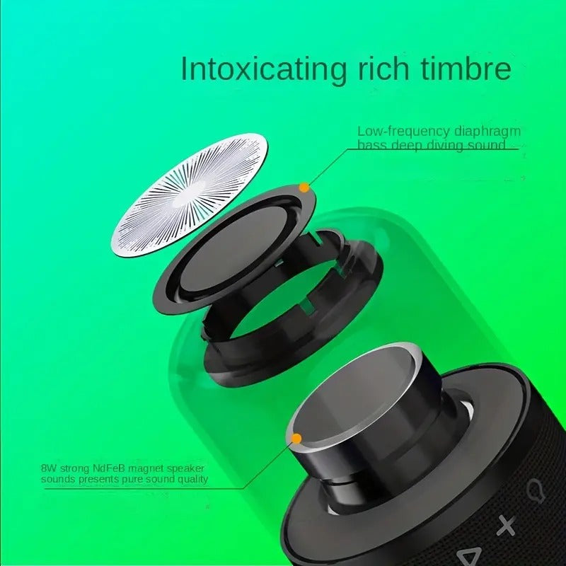 Portable Waterproof BT Speaker with RGB Light and Bass