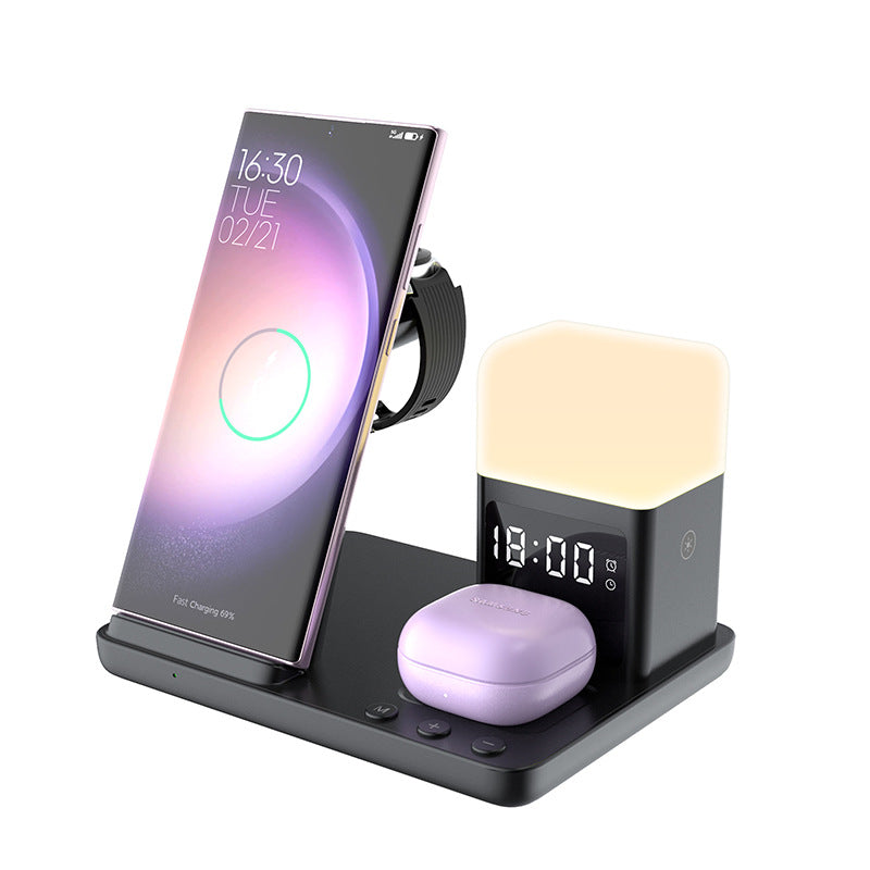 6-in-1 Small Night Lamp Alarm Clock and Charger