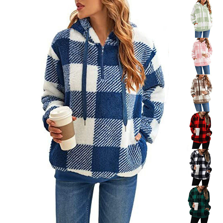 Plaid Hooded Sweatshirt