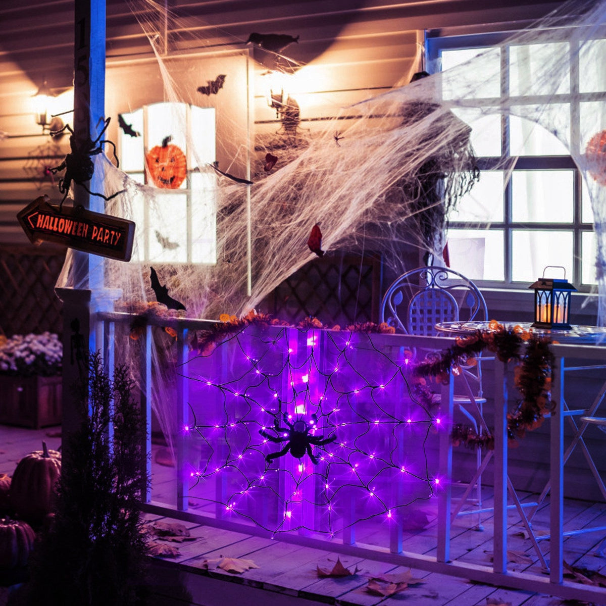 LED Light Up Spiderweb - with remote (ships fast from US warehouse!)