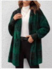 Loose Plaid Sweater Cardigan
