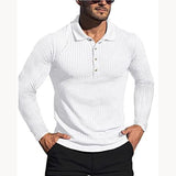 High Stretch Striped Long Sleeve POLO Shirt