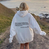 Dear Person Behind Me... Drawstring Printed Hoodie Unisex Trendy Hoodie