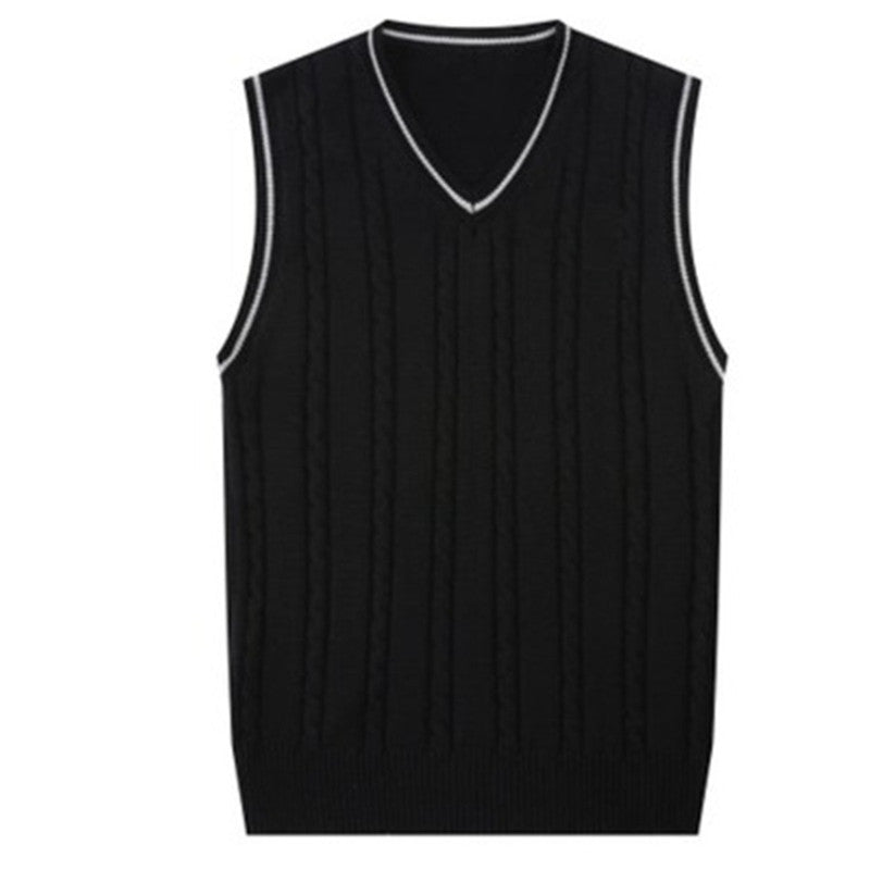 Sleeveless Knit Pullover Sweater with V-Neck