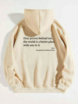 Dear Person Behind Me... Drawstring Printed Hoodie Unisex Trendy Hoodie