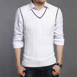 Sleeveless Knit Pullover Sweater with V-Neck
