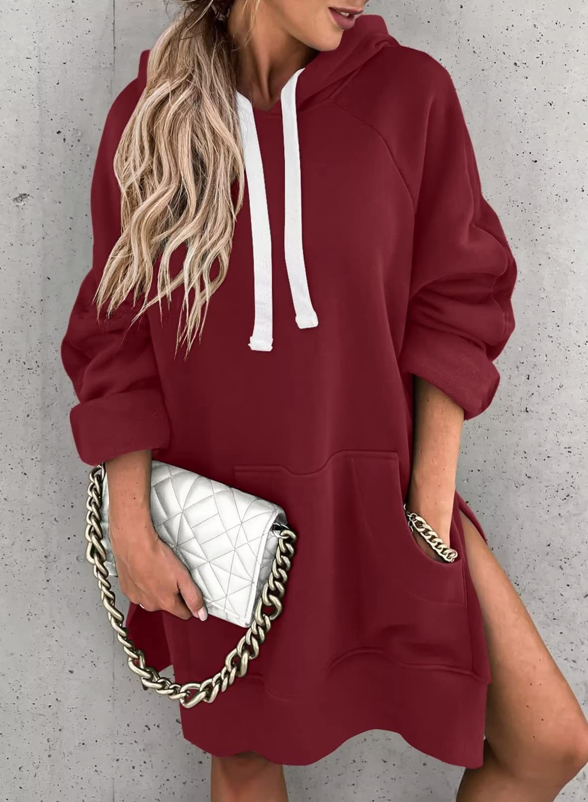 Fashion Casual Split Mid-length Sweater Tops