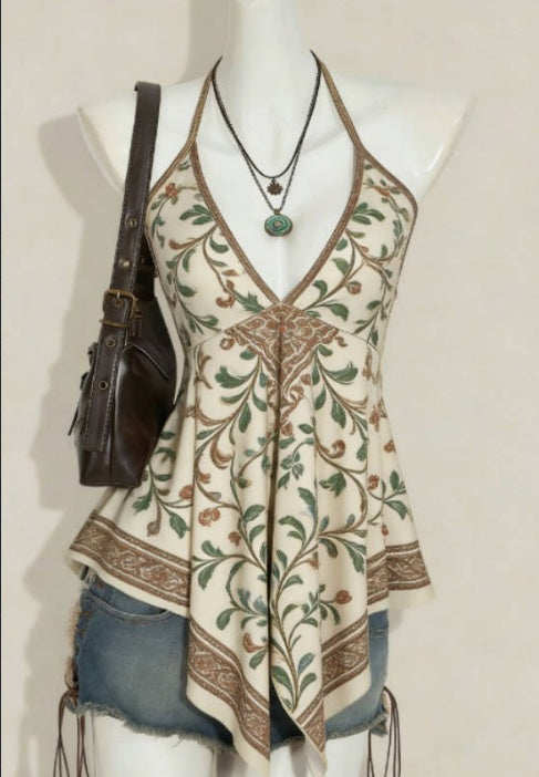 Retro Bohemian Printed Pretty Top